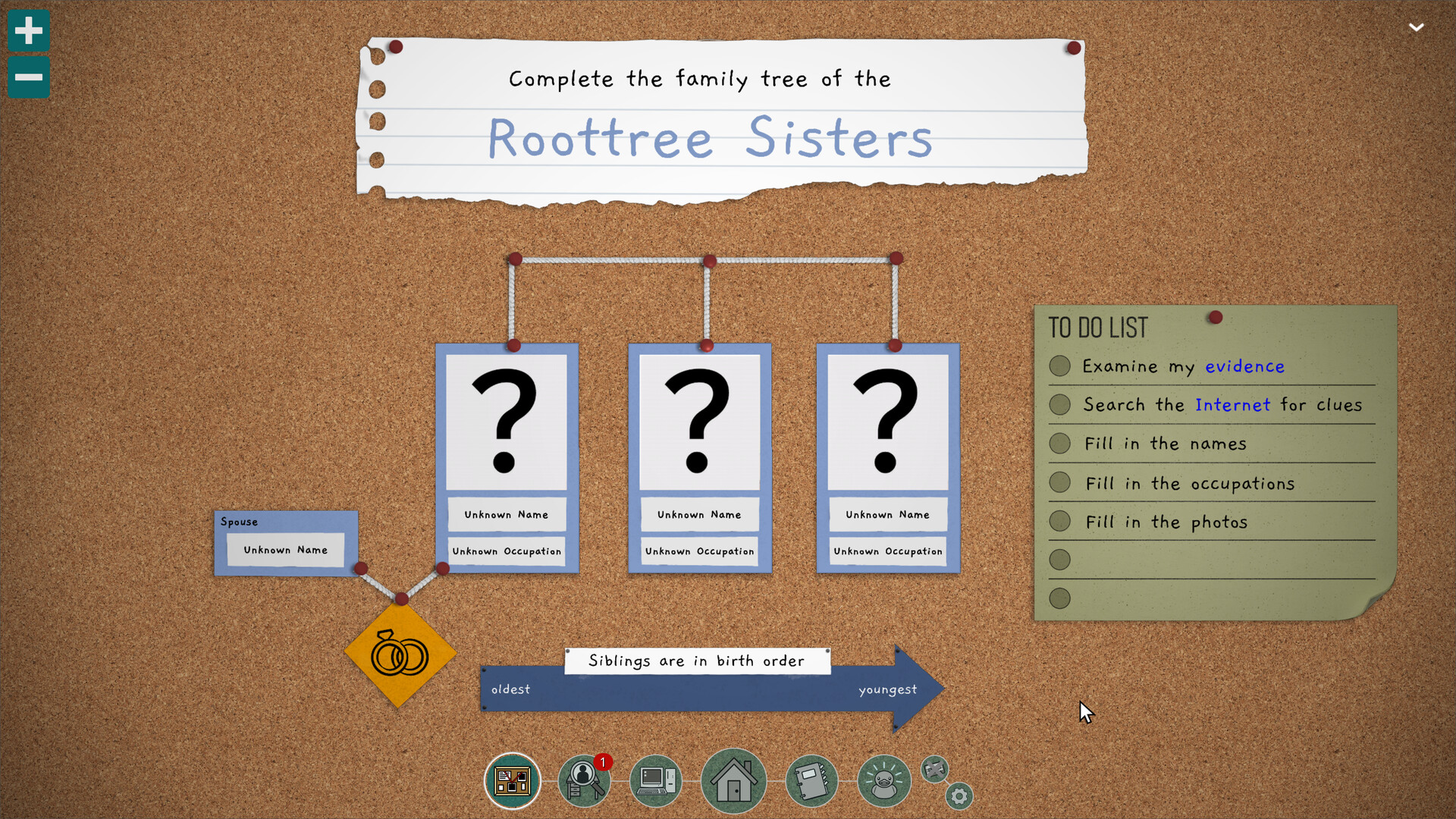 The Roottrees are Dead family information board
